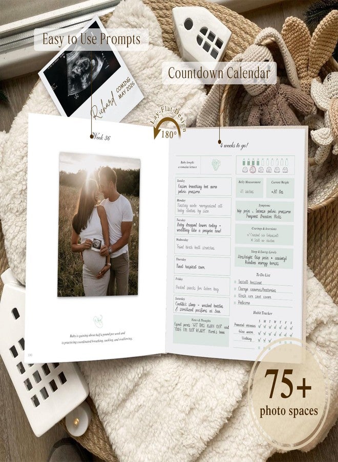 Lanpn My Pregnancy Journal Memory Book for First Time Mom, 156 Page Pregnant Announcement Must Have Planner, Pregnancy Tracking Diary Scrapbook Keepsake Gift for Mom to Be Expecting New Parent Beige - Image 5